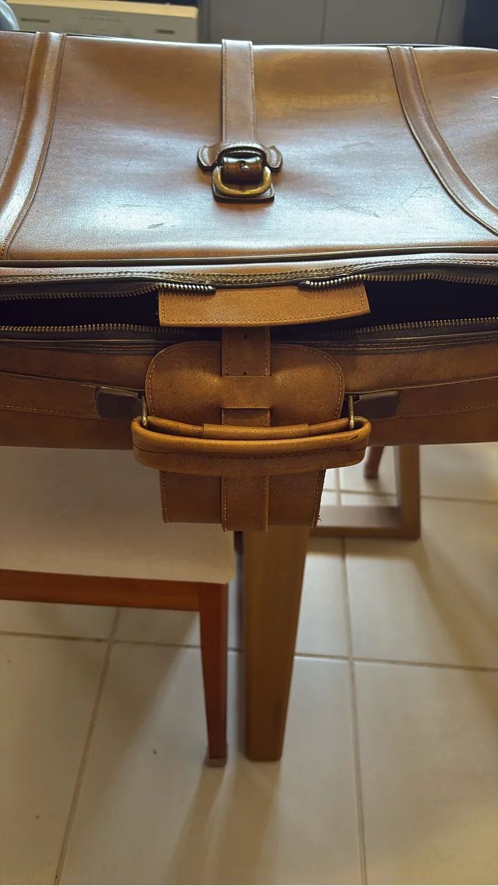Mala de viajem vintage em couro - Foto 2