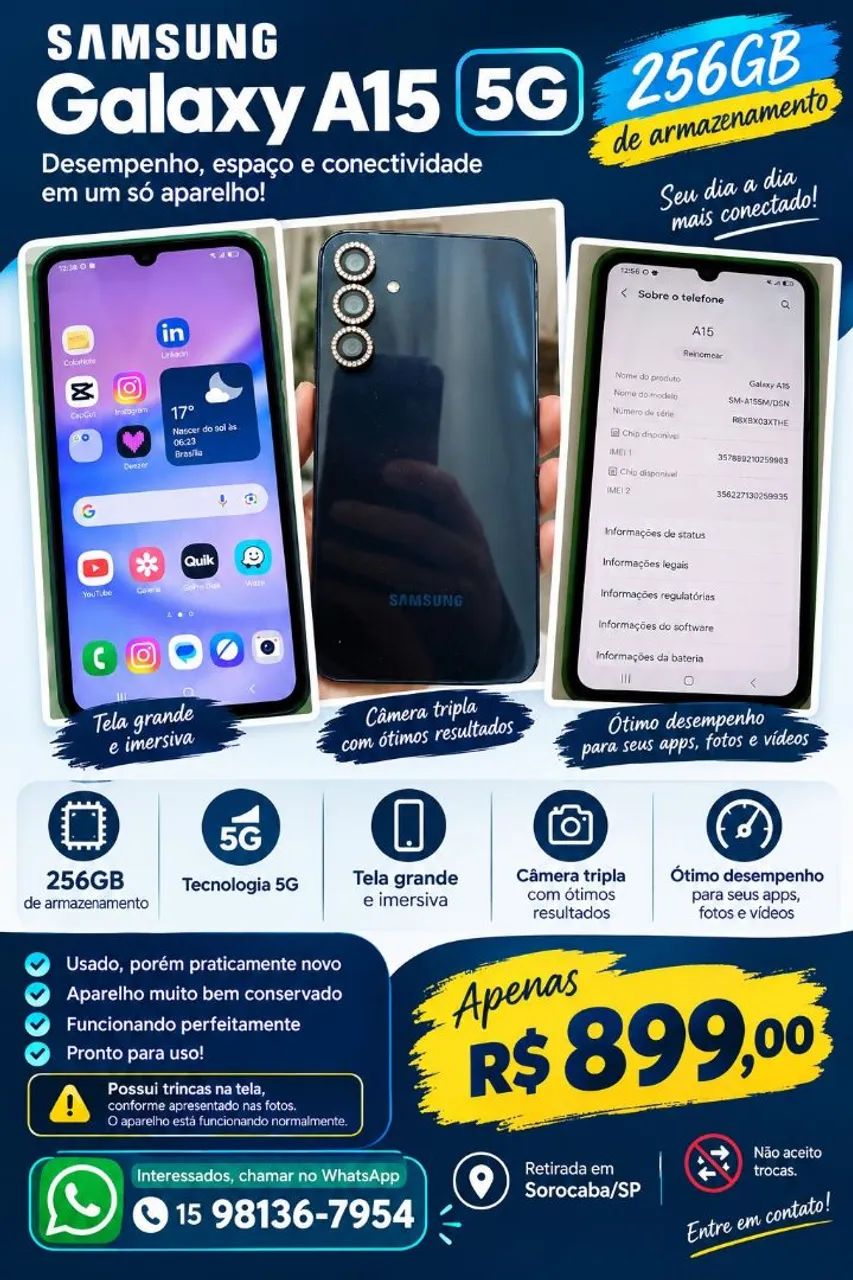 SAMSUNG GALAXY A15 5G - 256GB - Foto 4