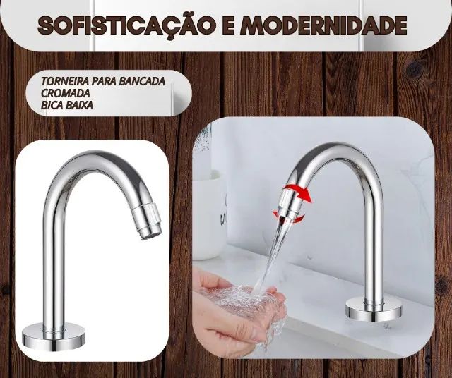 Torneira Para Banheiro Cromada Bica Baixa Monocomando Fc-137