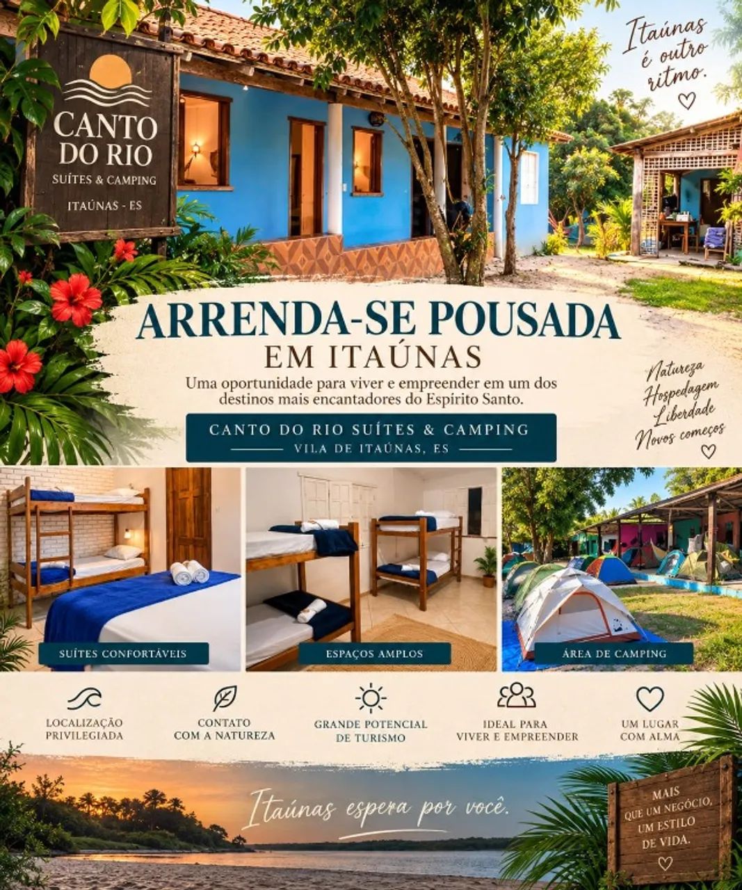 ARRENDA-SE POUSADA CANTO DO RIO Suítes & Camping | Vila de Itaúnas/ES - Foto 5