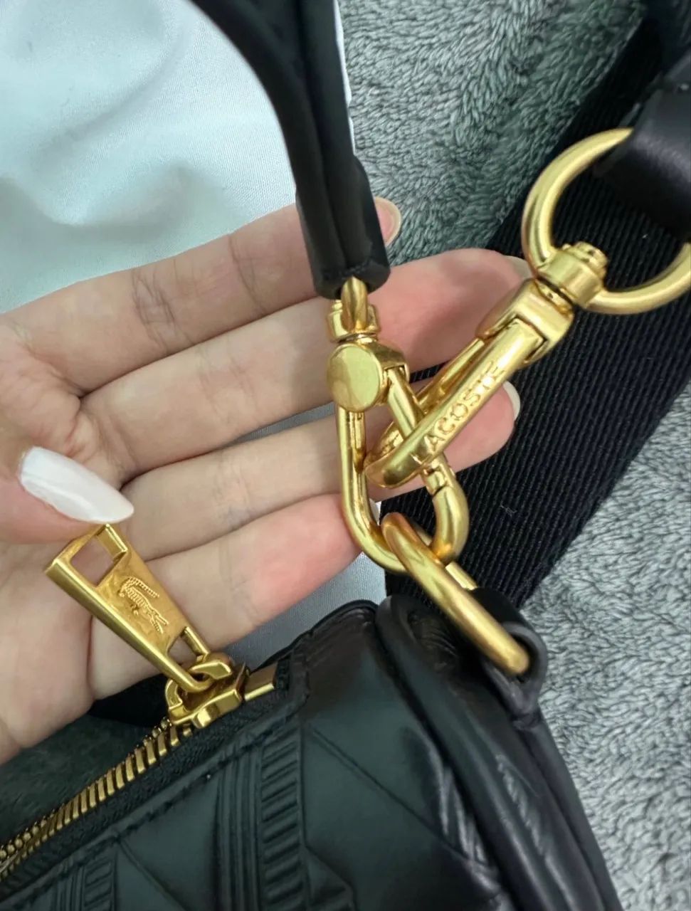 bolsa lacoste preta couro legítimo  - Foto 5