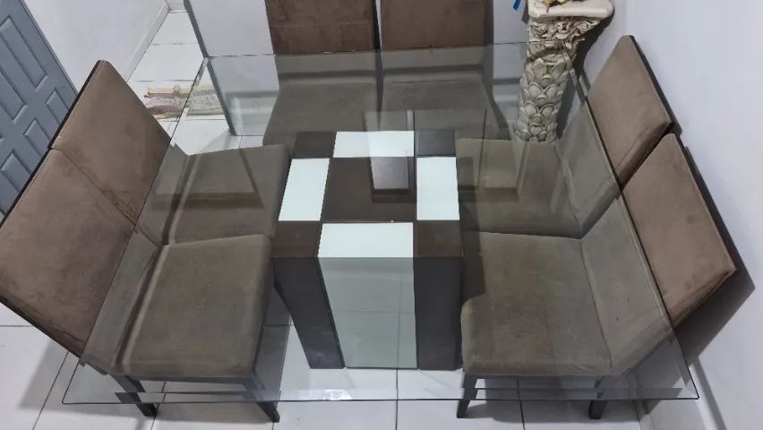 Mesa de Jantar - Vidro Quadrada 8 cadeiras APENAS VENDA - Foto 2
