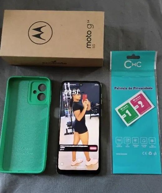 Moto G54 menta 256Gb, 5g, com acessórios 