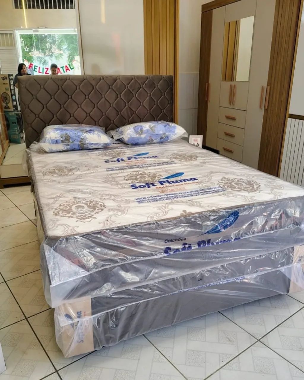 Cama Casal Box Sued Molas Ensacadas Individualmente Prime Pocket