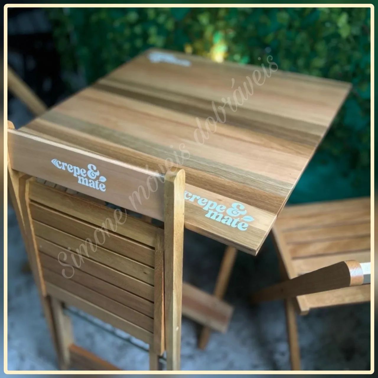 Mesa 70x70 dobrável com cadeiras 