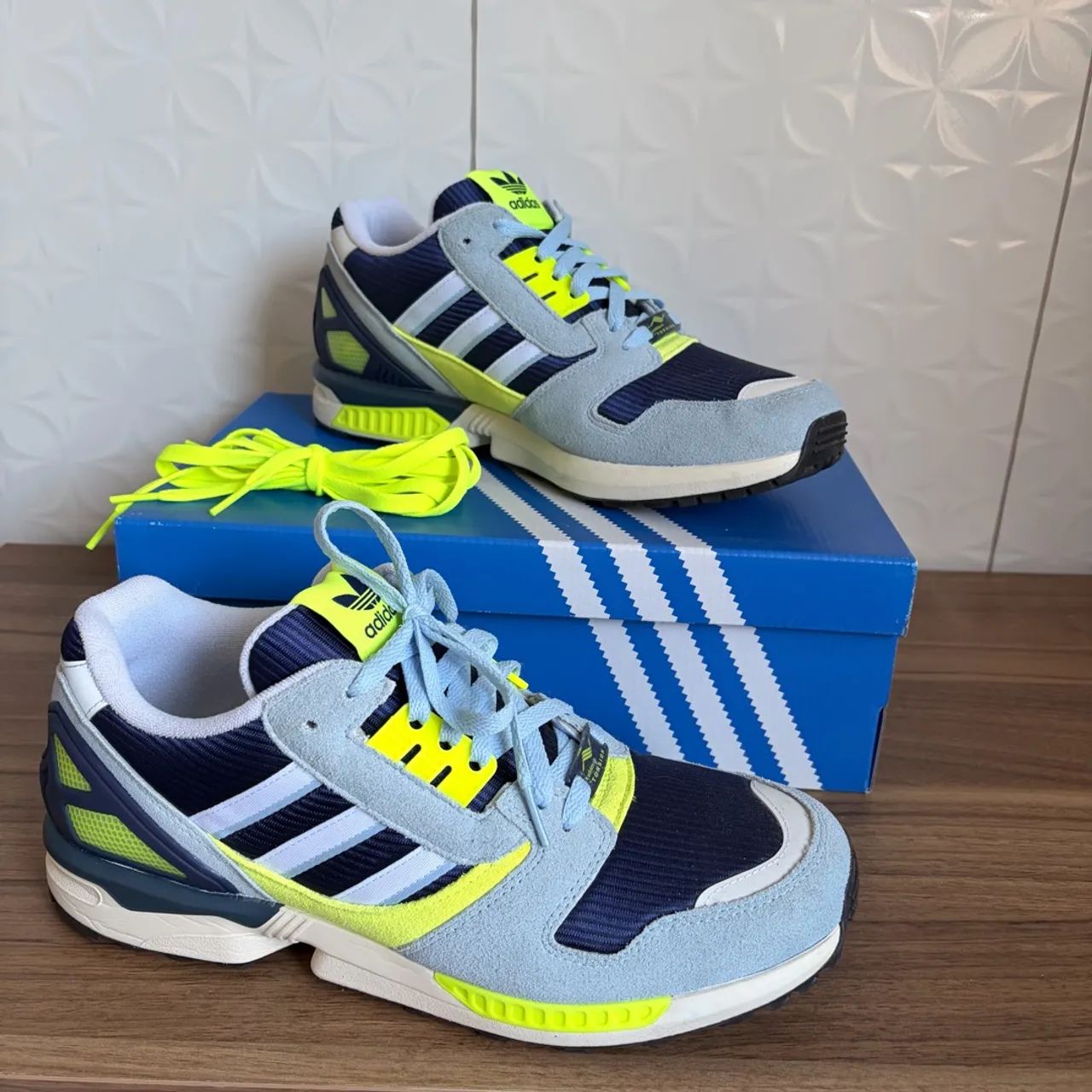 ★ tênis adidas zx 8000 azul e amarelo, us 43.5 - Calçados - Timbí
