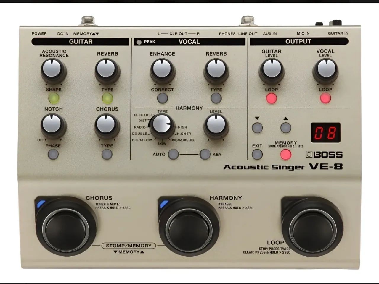 Pedal De Efeito Boss Vocal Effects Acoustic Singer Ve-8 Bege - Foto 2