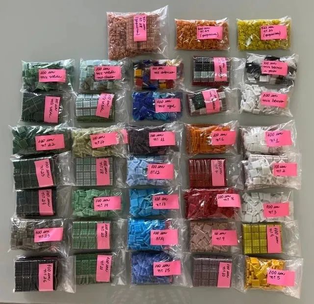 Pastilhas de vidro para artesanato e mosaico - kits com 100 unid (exceto mini pastilhas)