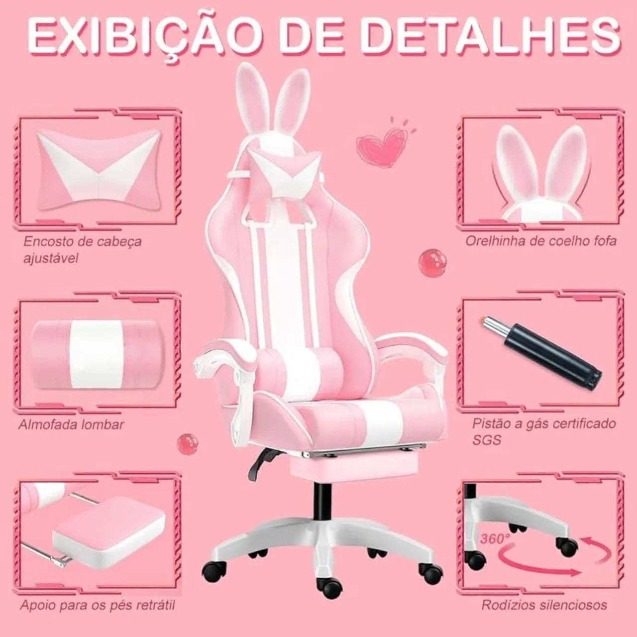 Cadeira gamer rosa - Foto 3