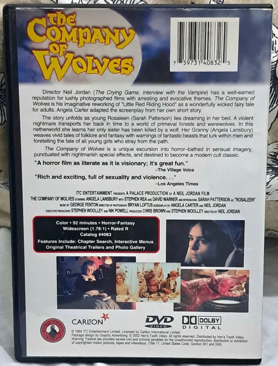 DVD The Company of Wolves - 1984 - edição rara Hen's Tooth Video