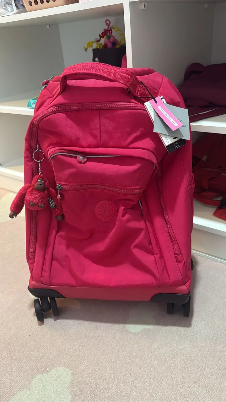 Mochila Kipling pink NOVA com rodinhas!