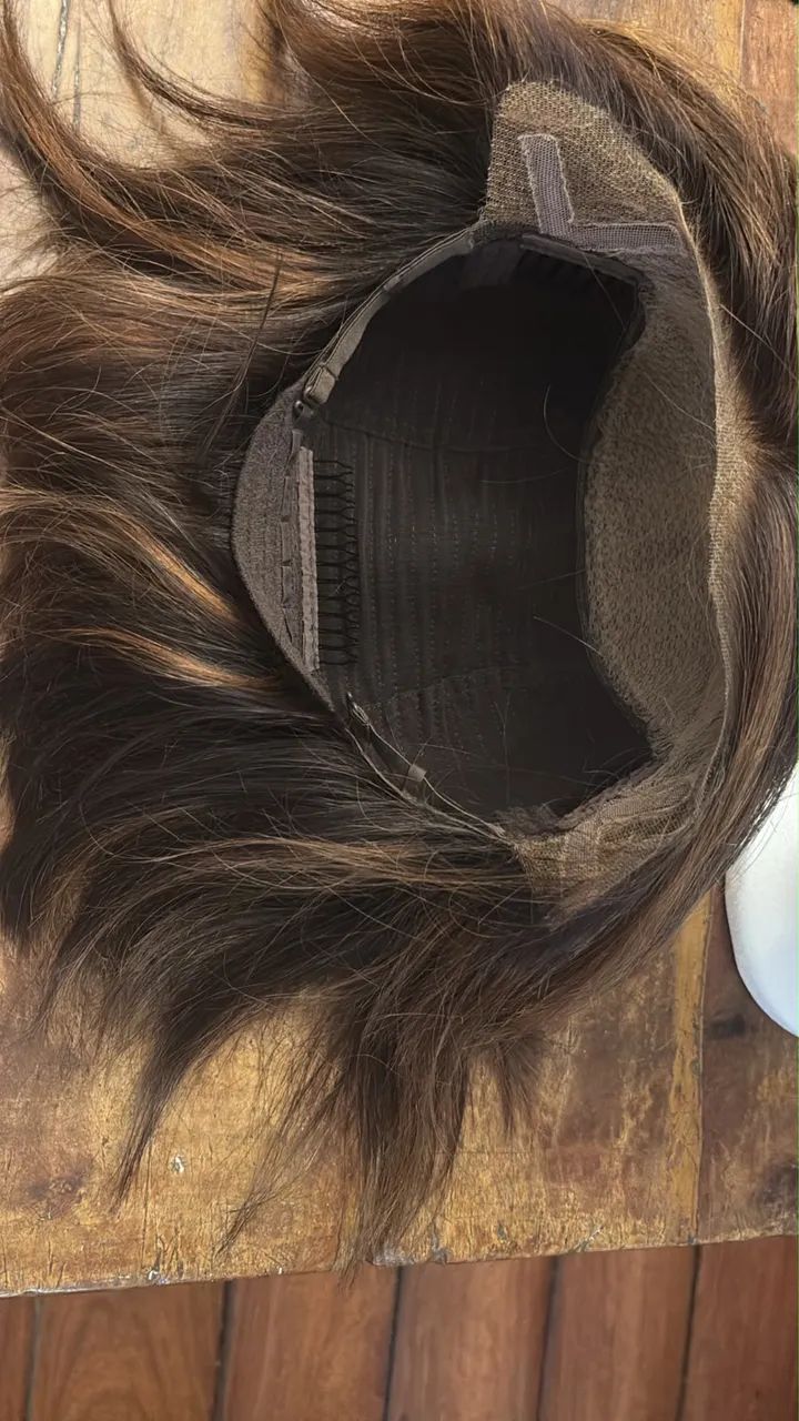 Peruca de cabelo natural humano castanho - Foto 2