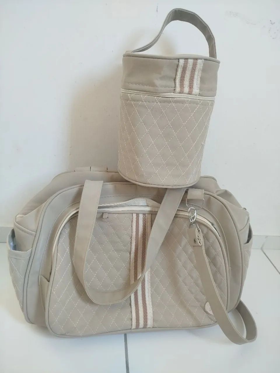bolsa grande marca: arte do bebê + porta mamadeira
