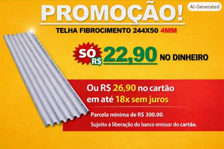 TELHA 244x50 4MM R$ 22,90 DINHEIRO OU PIX