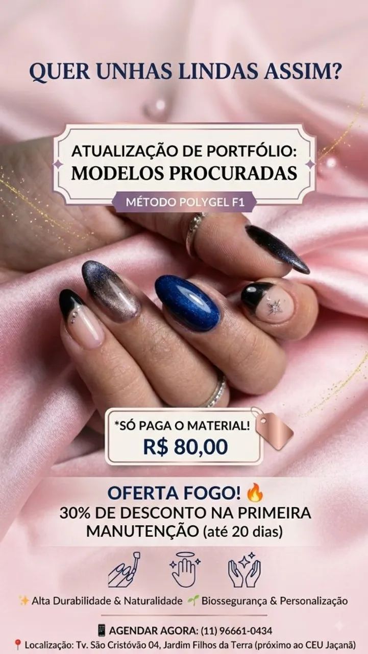 Alongamento de unhas com decoração