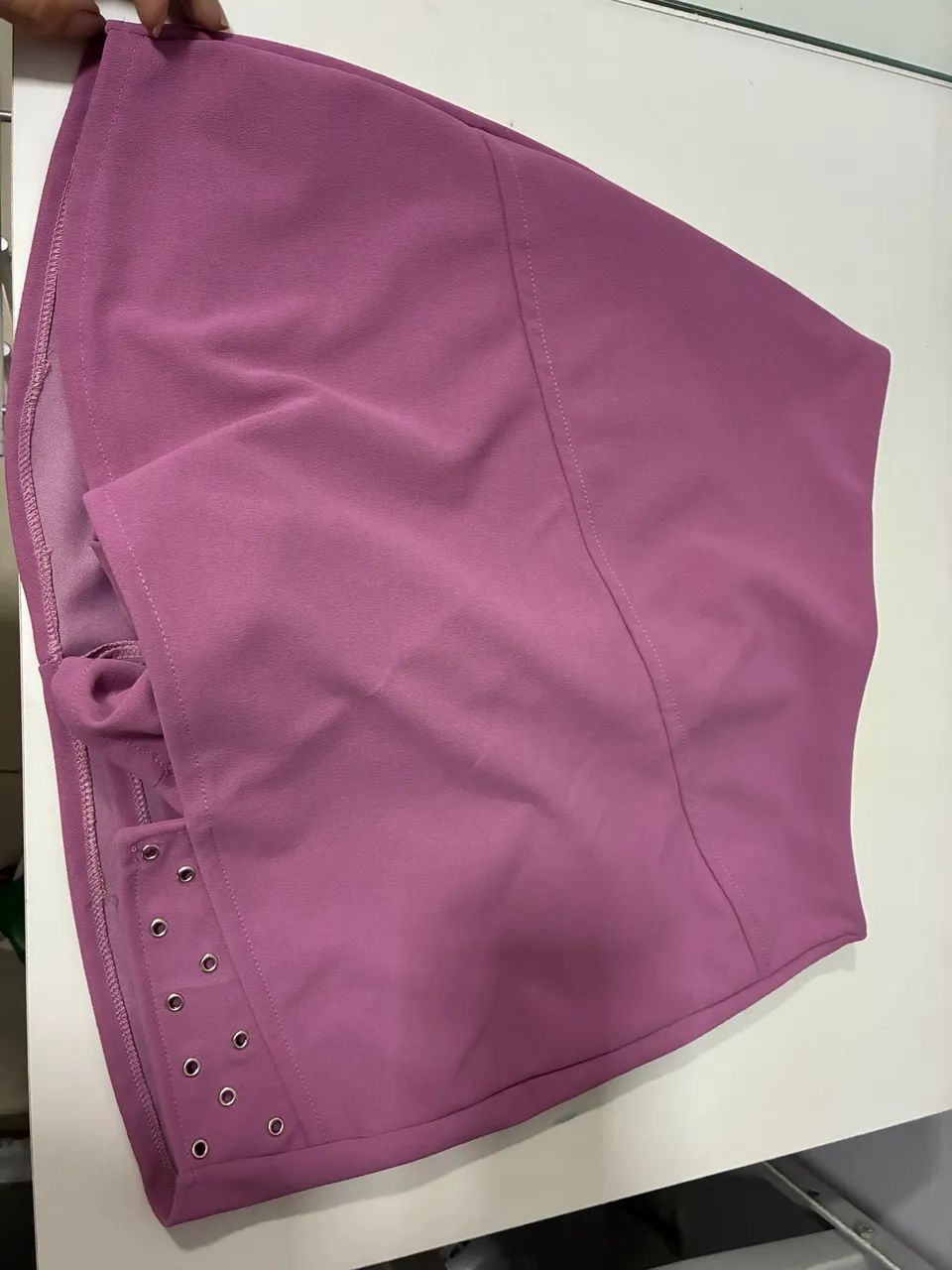 Conjunto short saia + cropped lilás 