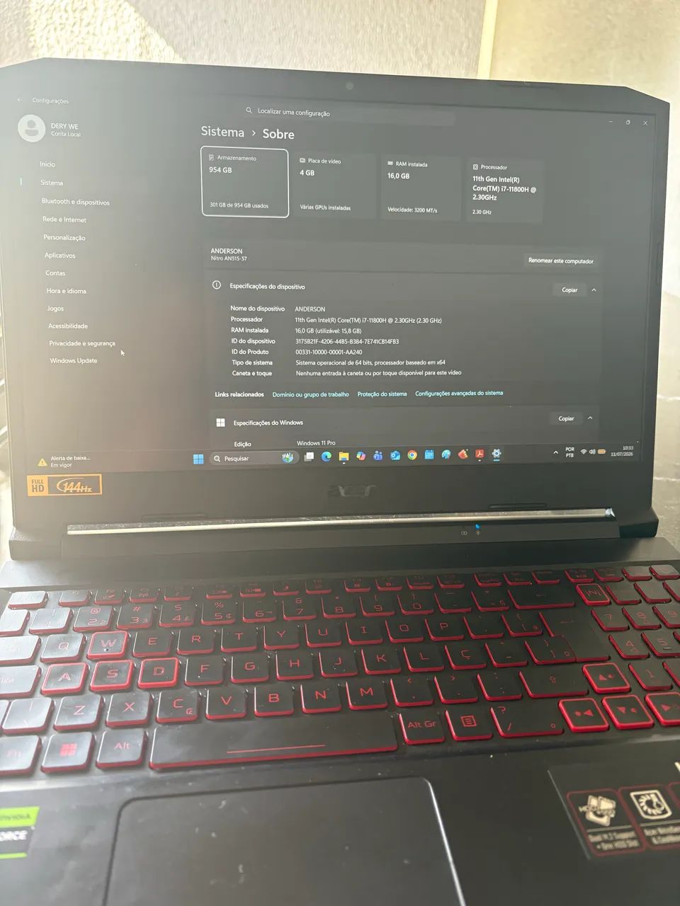 NOTEBOOK ACER NITRO 5  - Foto 3