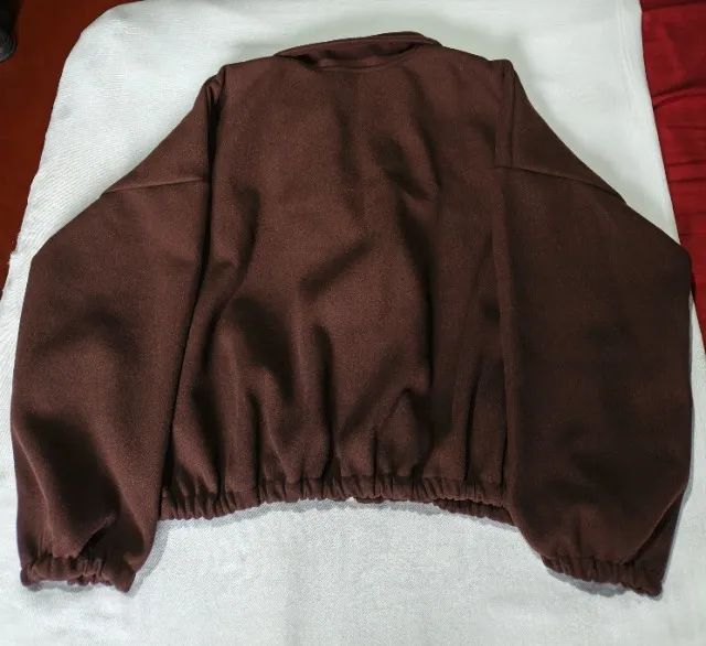 Jaqueta Bomber Lã Batida cor marrom  - Foto 5