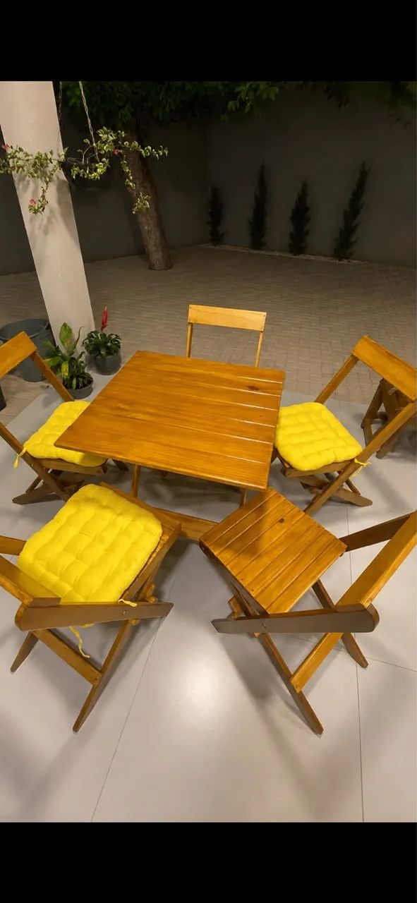 Mesa + 5 Cadeiras em Madeira Maciça - Foto 3