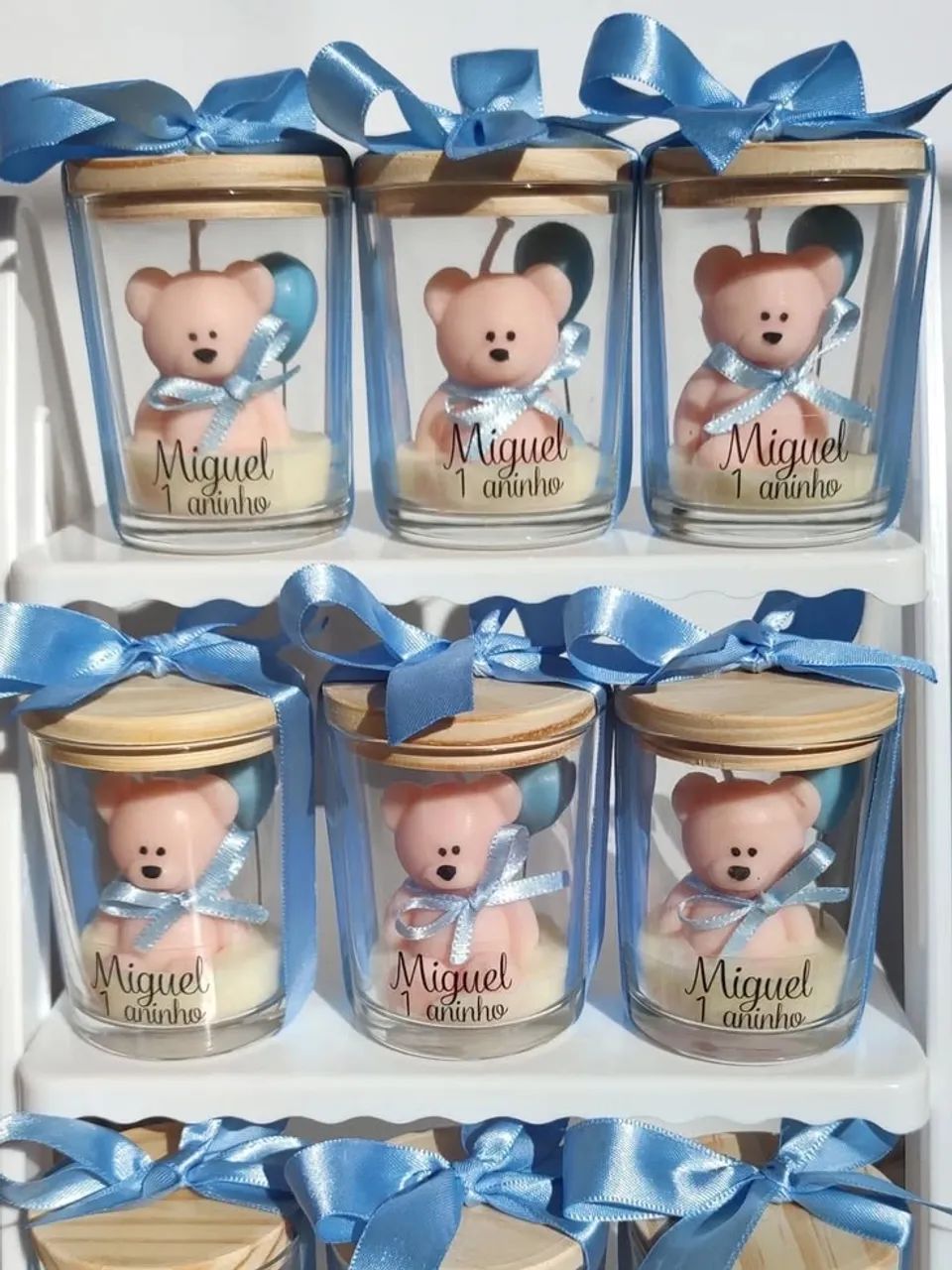 Lembrancinhas copo de vidro 70ml velas aromáticas formato de ursinho - Foto 2