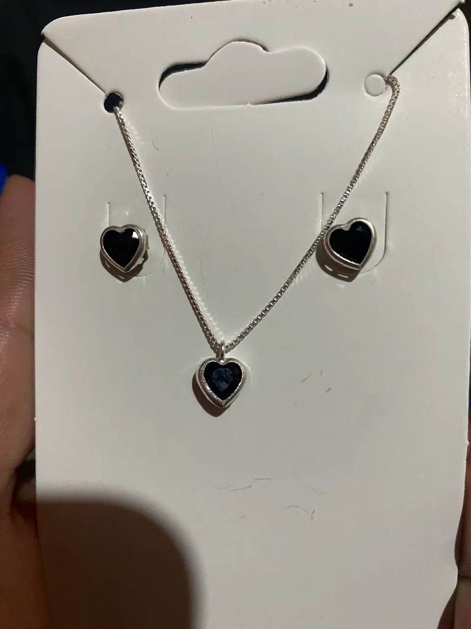 Conjunto de colar e brinco de prata  - Foto 2