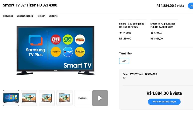 TV 32 polegadas Smart Samsung - Foto 3