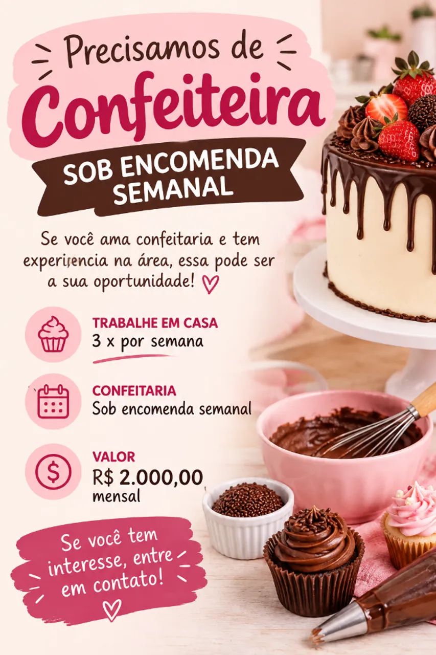 Preciso confeiteira sob encomenda 