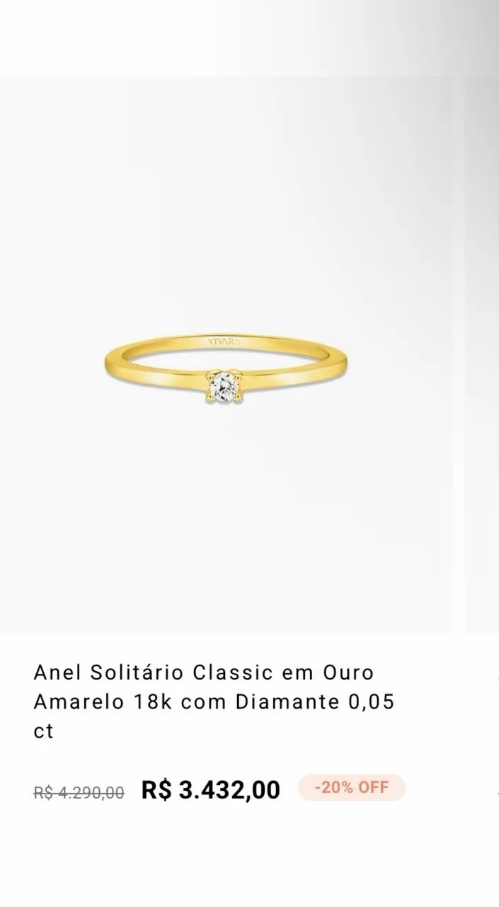 Anel Ouro com Diamante Vivara - Foto 3