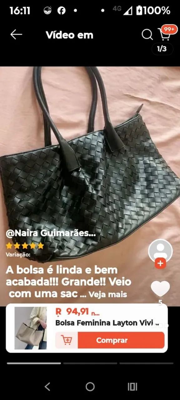 Bolsa preta linda 
