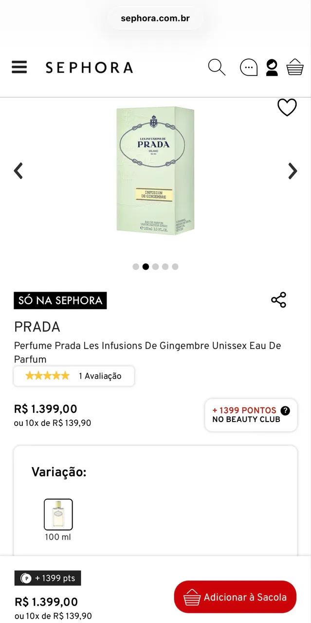 Perfume Prada Les Infusions De Gingembre Unissex Eau De Parfum - Foto 2