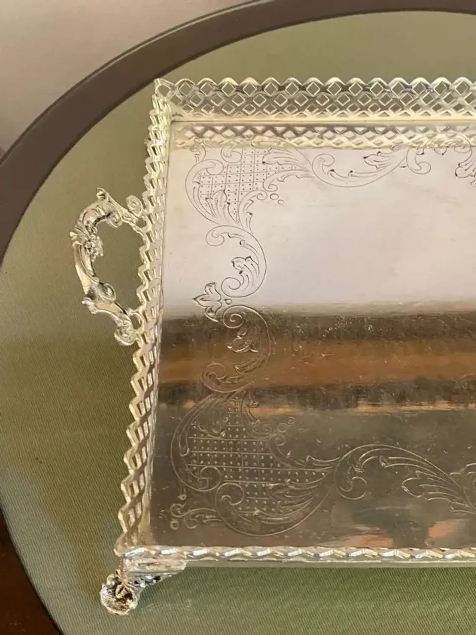 Bandeja Retangular Espessurada Prata 45 Cm Com Alças - Foto 3