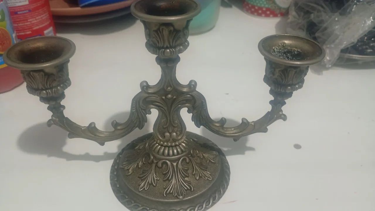 Castiçal antigo 3 velas