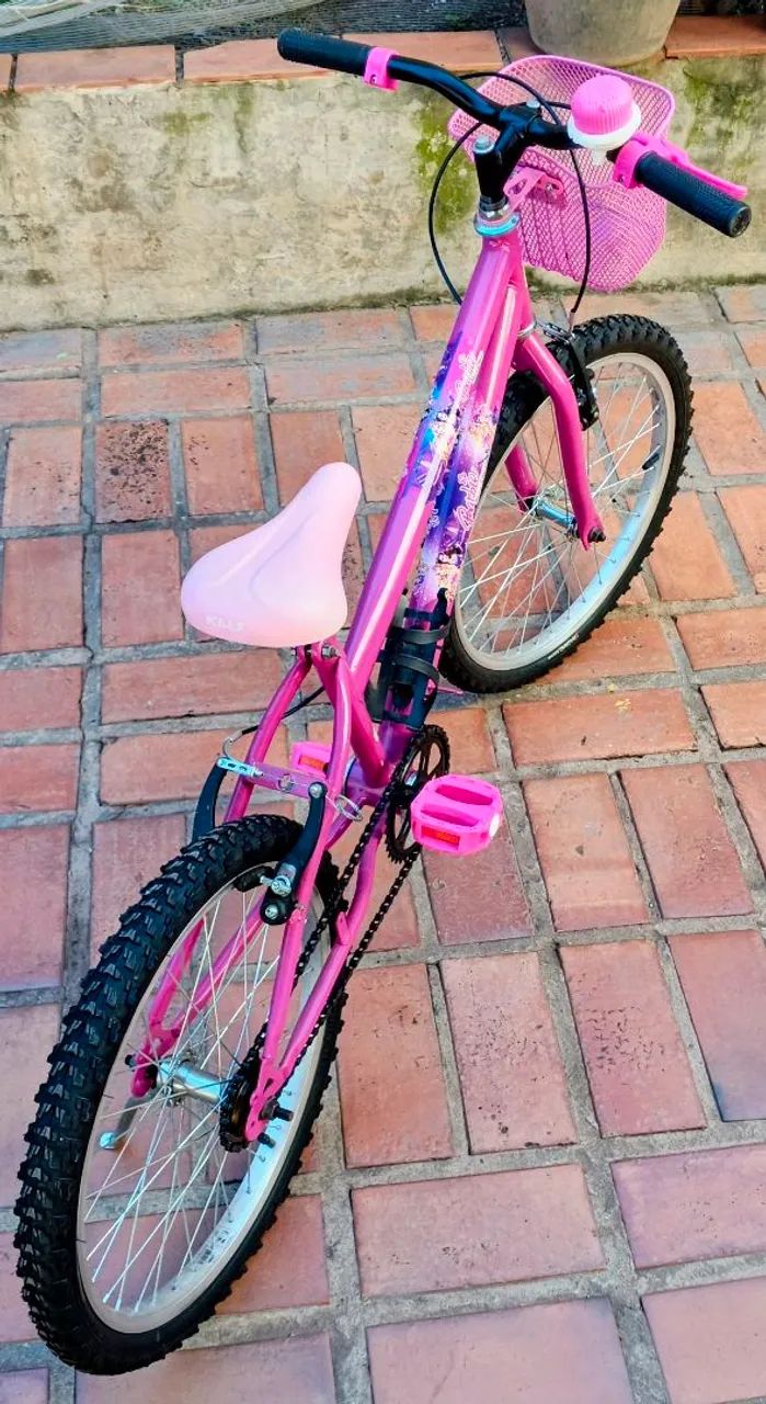 Bicicleta infantil Rosa Barbie Aro 20 com Acessórios - Foto 3