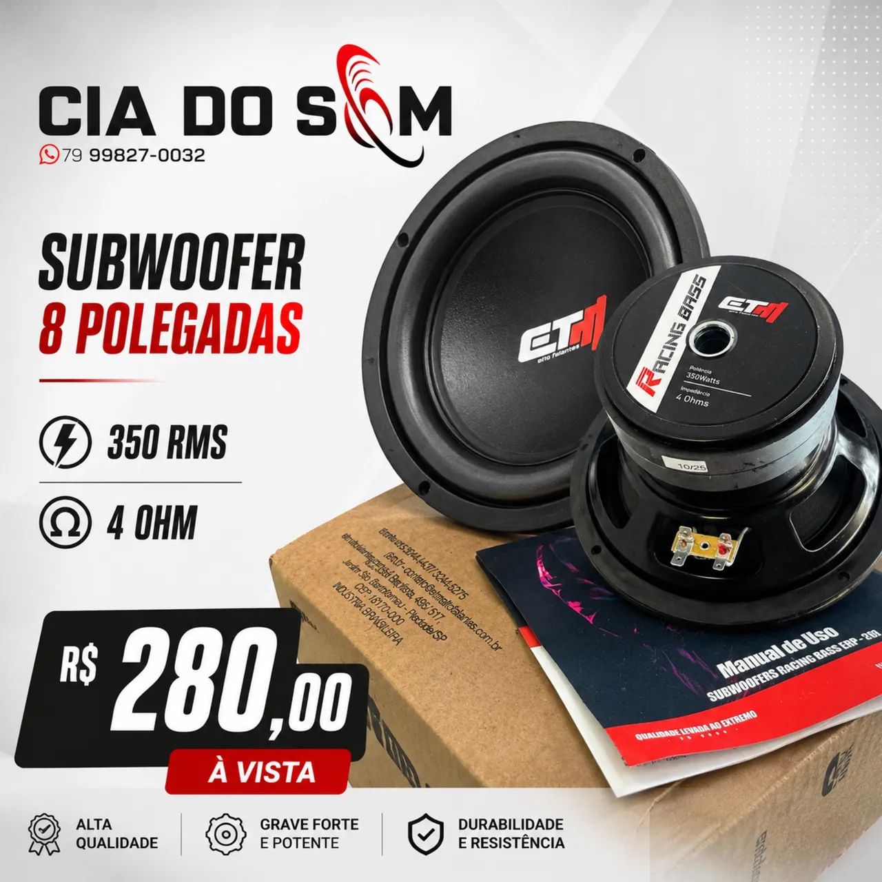 Sub 8 polegadas novo lacrado