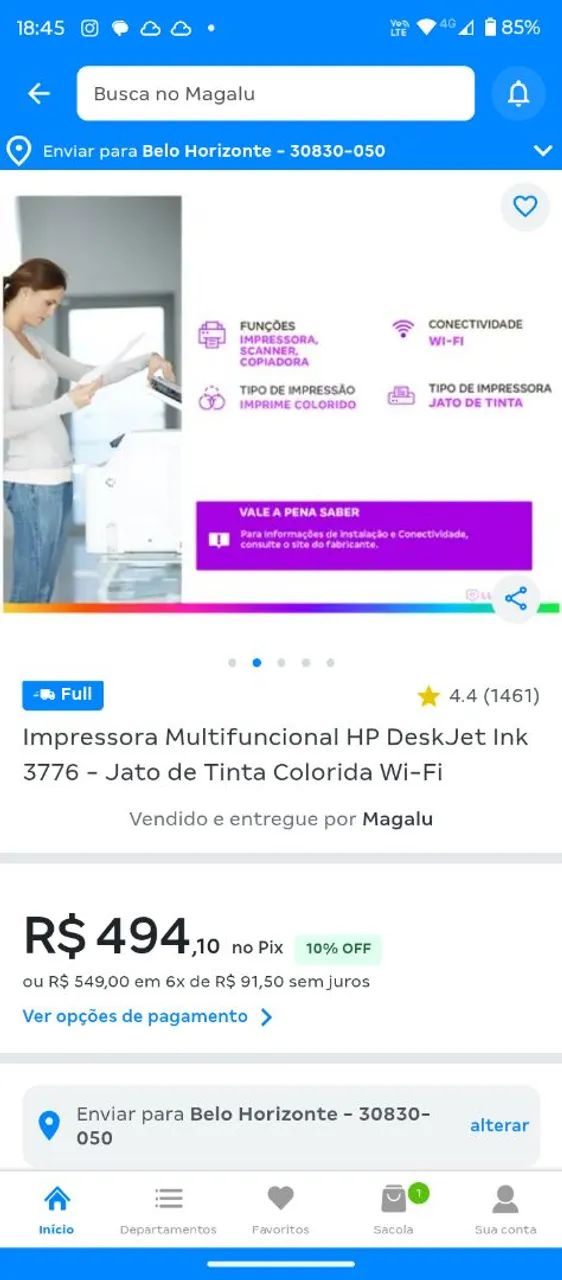 Impressora multifuncional HP 3776 Ink advantage  - Foto 3