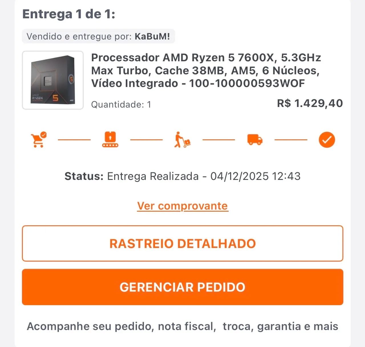 Ryzen 5 7600X - AM5 - Garantia - Foto 2