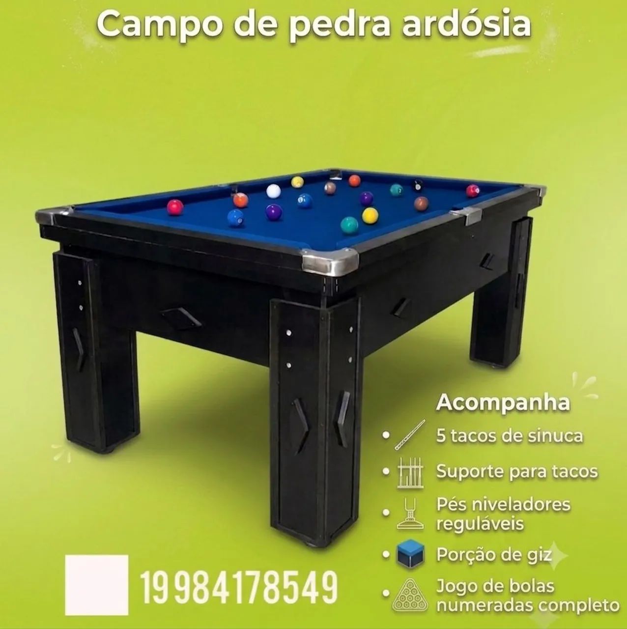 Mesa de sinuca mesa de bilhar com campo de pedra ardósia (Piracicaba)