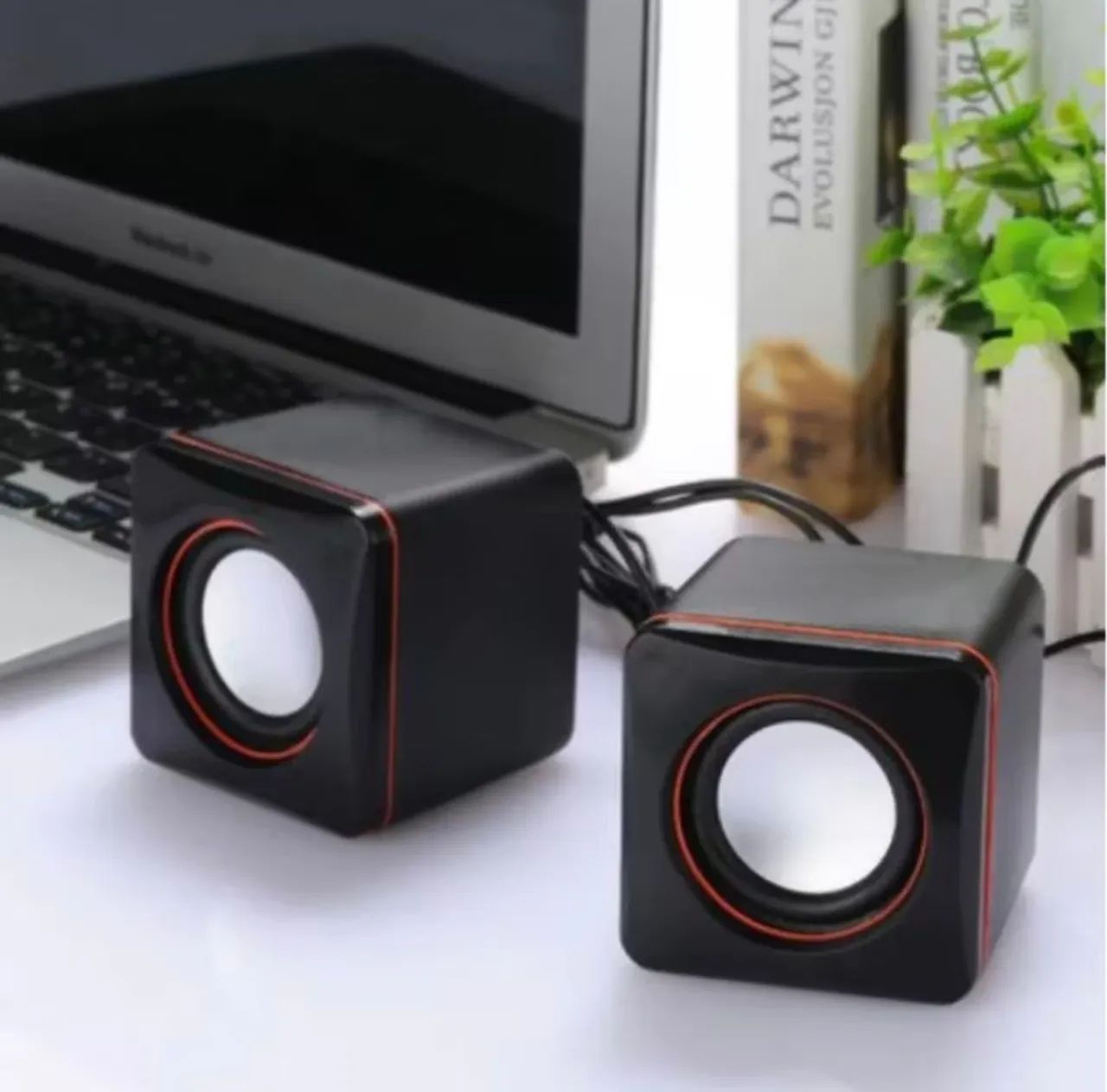 Mini Caixas de Som USB P2 para PC, Notebook e Computador - Par de Caixas Estéreo Compactas