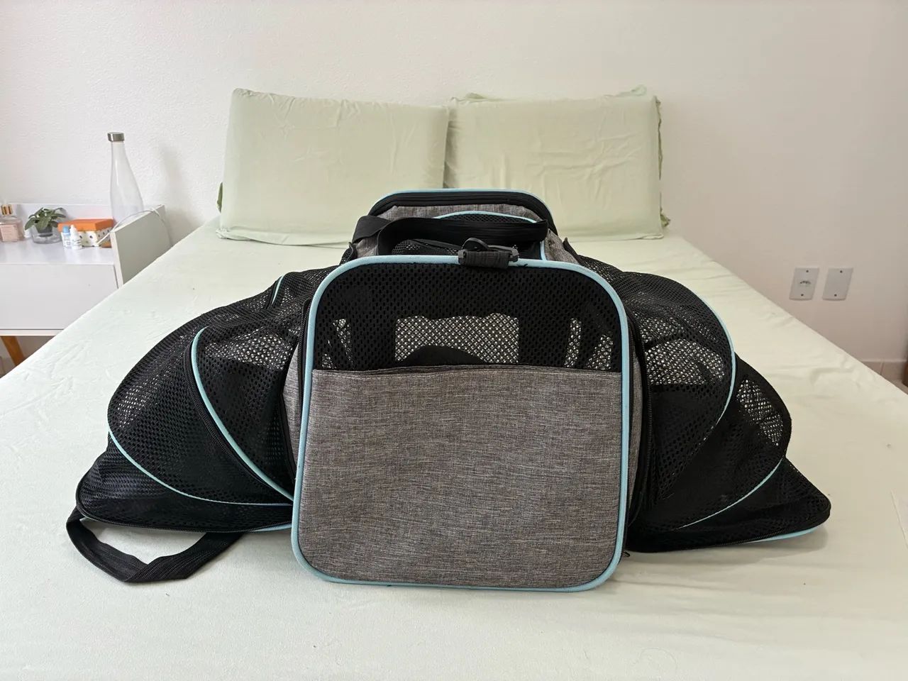 bolsa de transporte pet expansível cinza - Foto 3