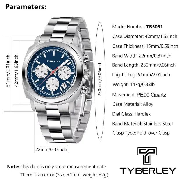 Relógio Tyberley TB5051 Azul - Foto 2