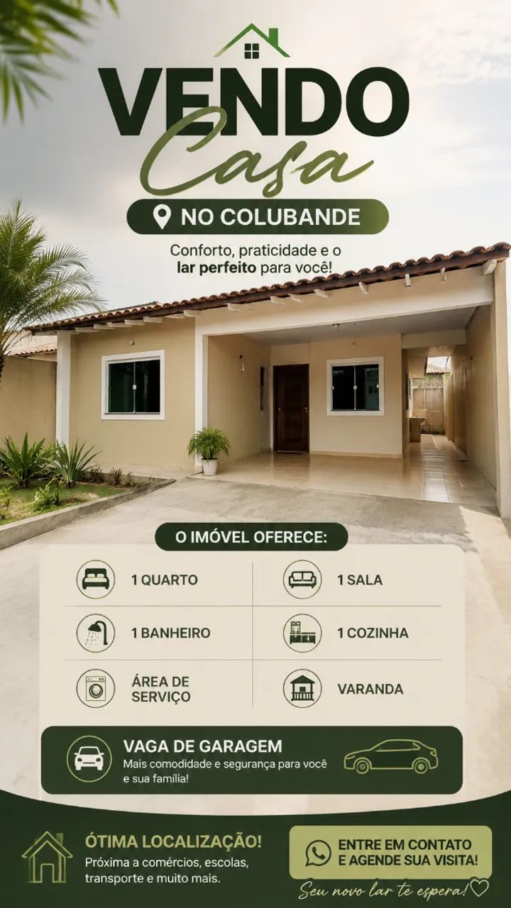 Vendo casa no colubande 
