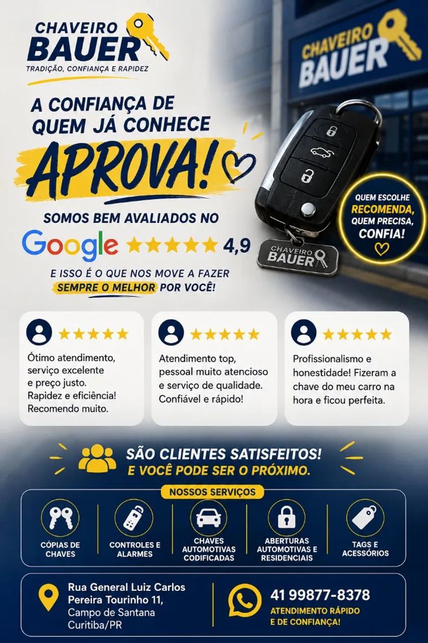 Chaveiro Bauer residencial e automotivo 