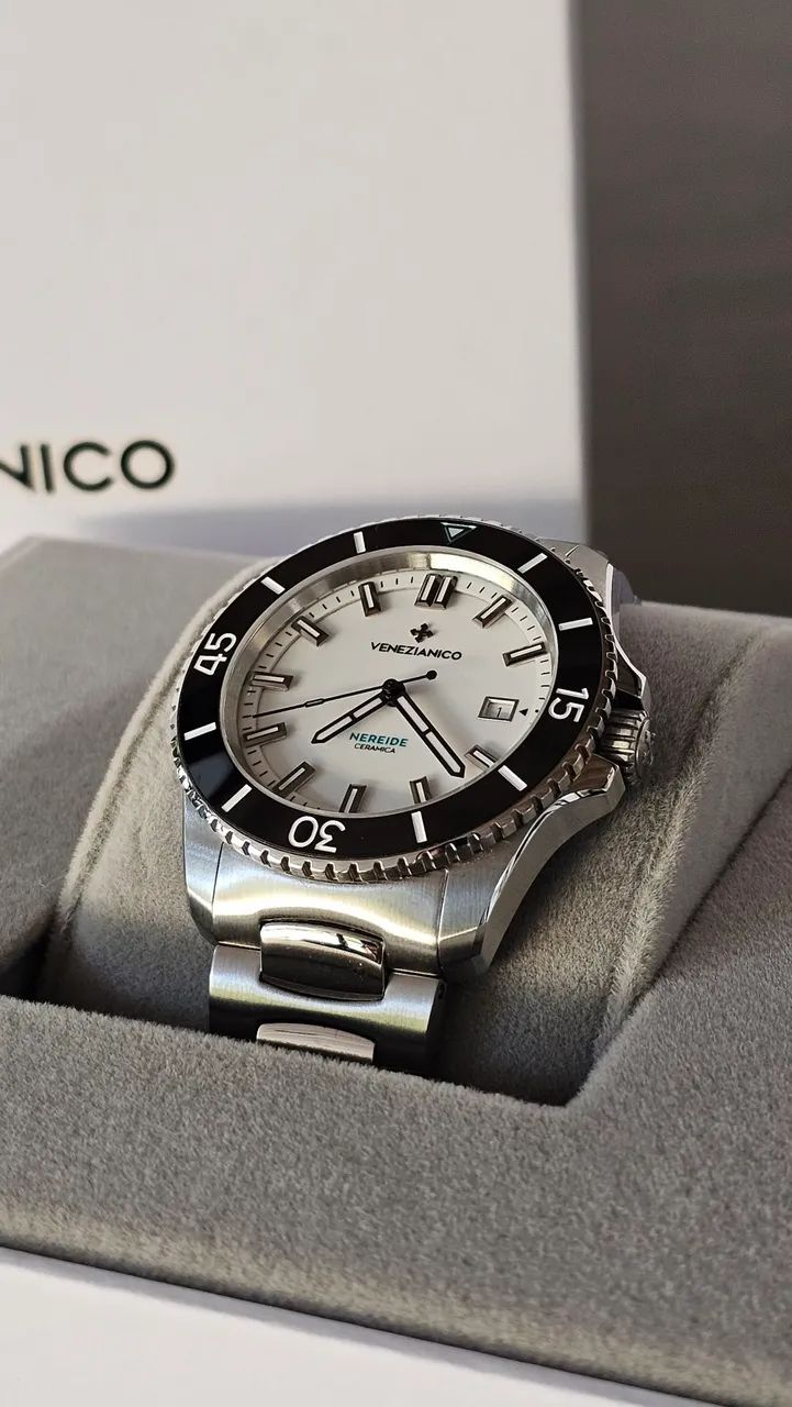 Relógio Venezianico Nereide Cerâmica Automático Branco