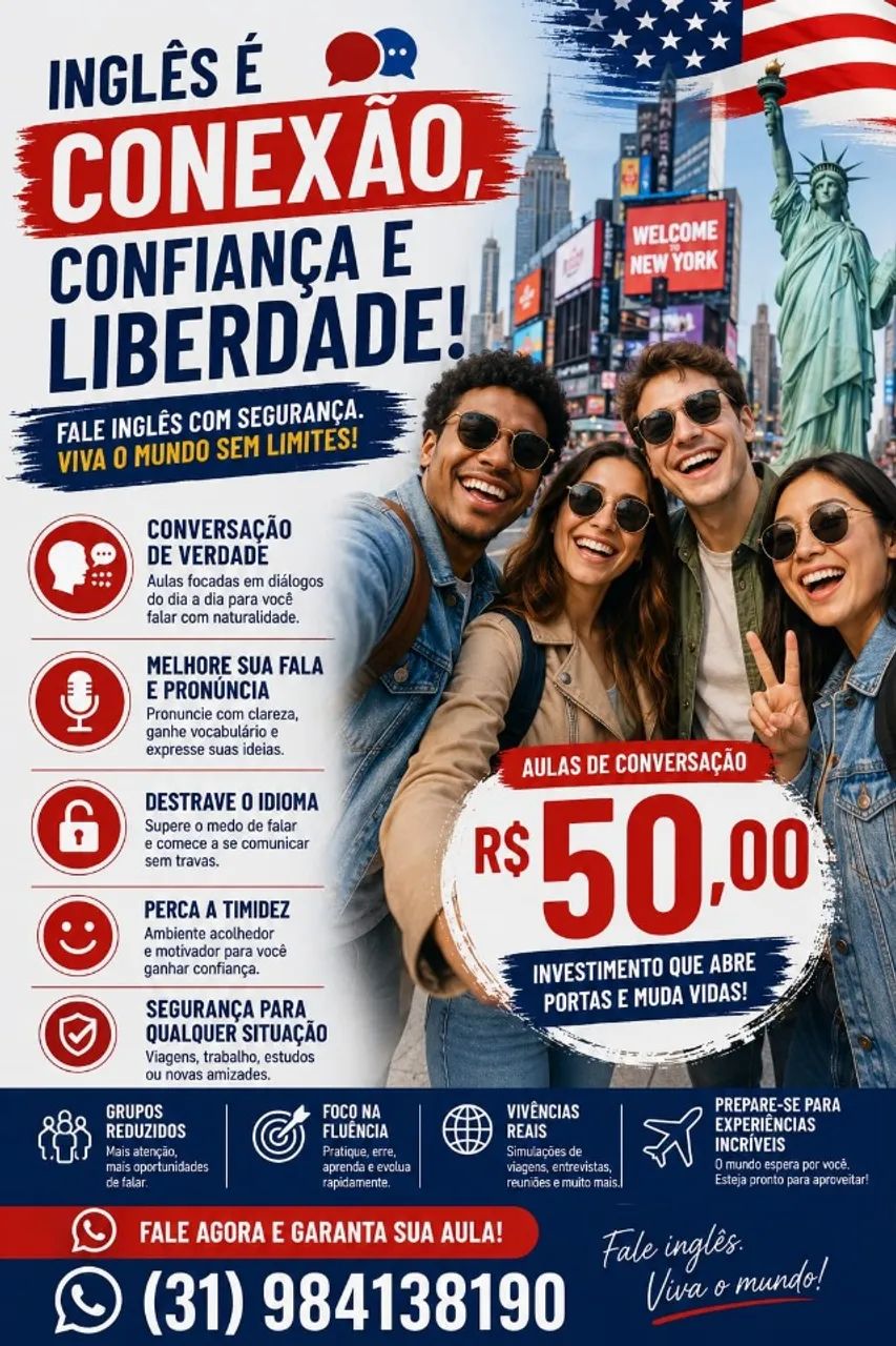 Aulas de Conversação em Inglês Online em Belo Horizonte