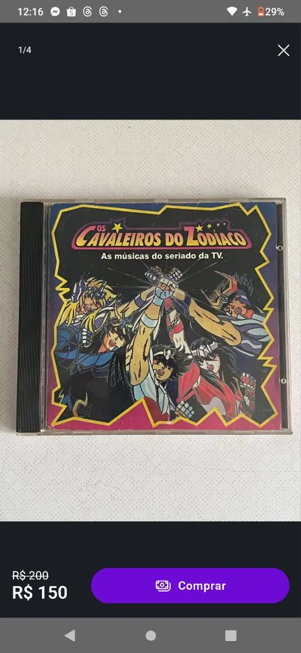 CD Os Cavaleiros do Zodíaco - As Músicas do Seriado da TV (Anos 90