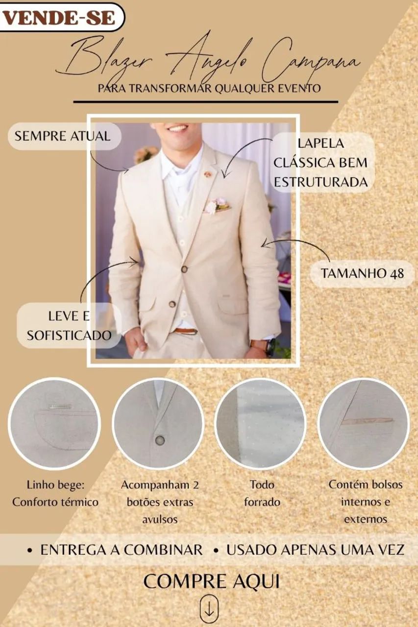 Blazer bege, colete incluso