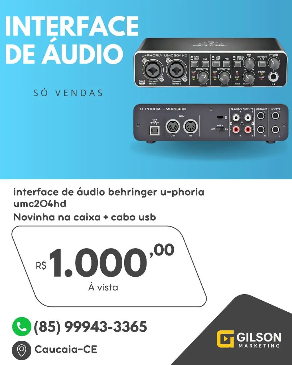 Interface de Áudio BEHRINGER UMC202HD
