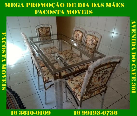 Mesa de jantar com 6 cadeira fabrica facosta moveis somente 10 x 168,00
