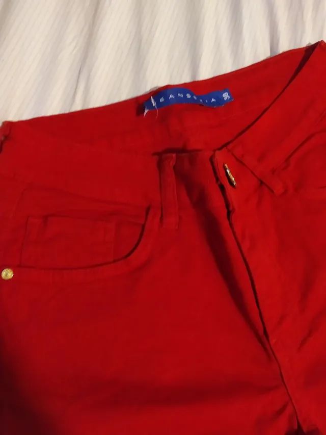 Calça jeans vermelha 38 - Foto 2