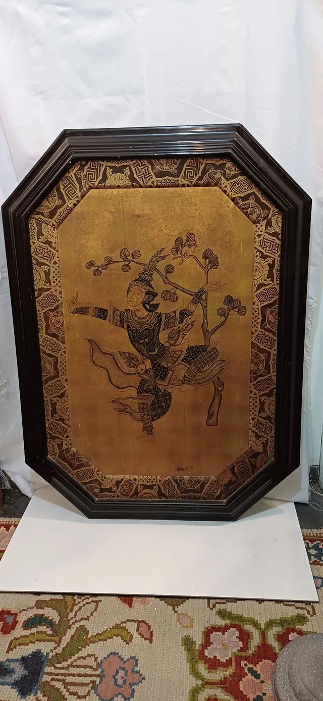 Quadro antigo oriental grande assinado stanislao  - Foto 3